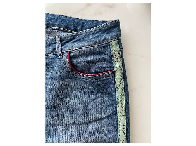 Autre Marque PIANURA STUDIO JEANS Jeans mit Eidechsen-Ausschnitten Pianustudio Blau - Ansicht 3
