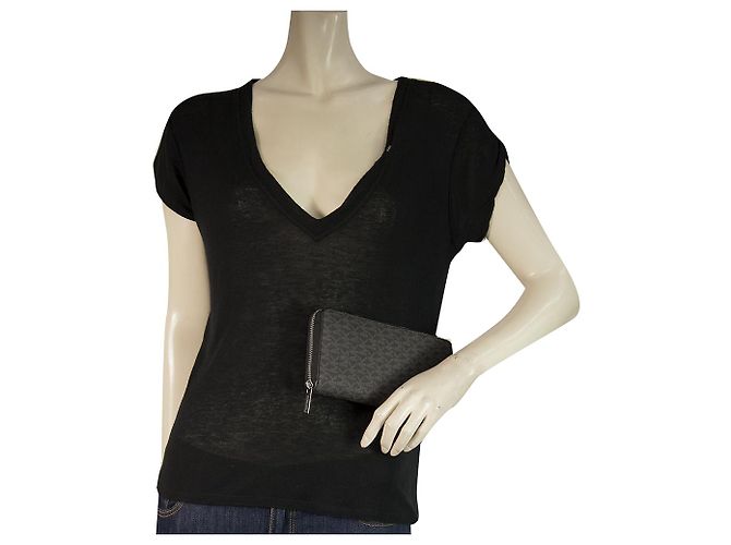Michael Kors - Cartera para smartphone Cooper Black Logo Canvas Zip Around , NUEVO Negro - vista 7