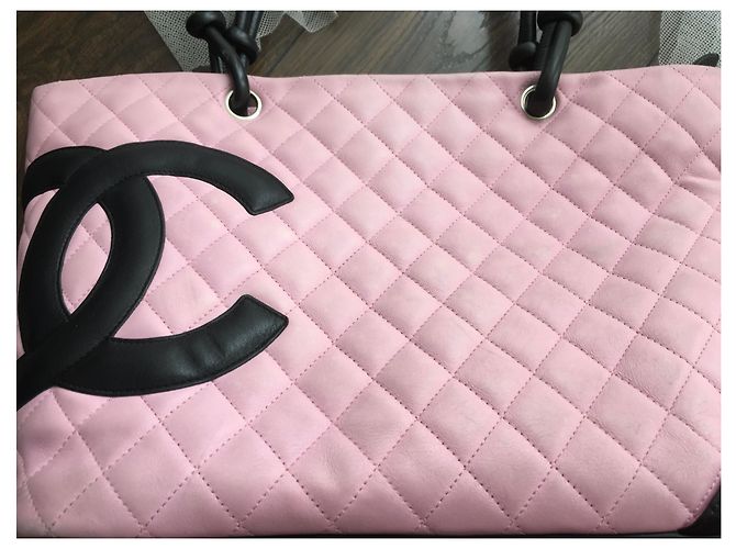 Borsa tote Chanel Cambon in pelle rosa - vista 10