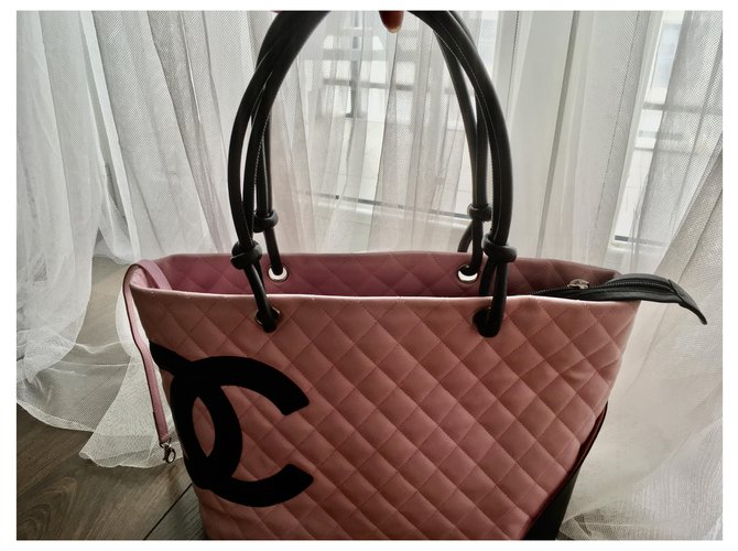 Borsa tote Chanel Cambon in pelle rosa - vista 2