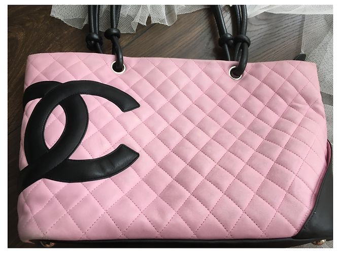 Borsa tote Chanel Cambon in pelle rosa - vista 7