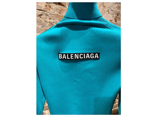 Balenciaga Rollkragenpullover Türkis - Ansicht 2