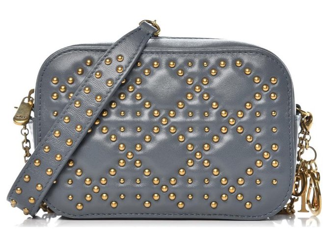 Cannage Borsa Camera Dior Blu in Pelle - vista 5
