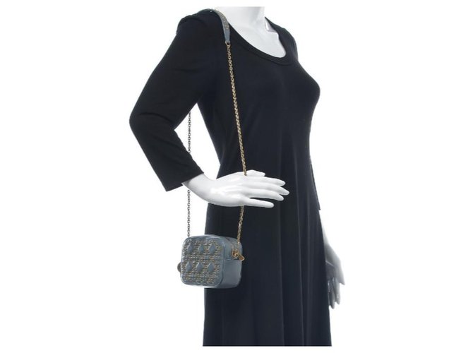 Cannage Borsa Camera Dior Blu in Pelle - vista 7