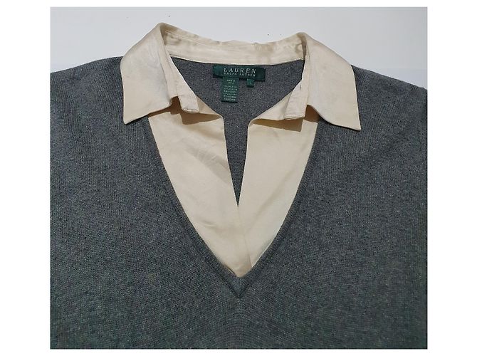 Ralph Lauren Bluse aus Seide und Kaschmir Grau - Ansicht 2