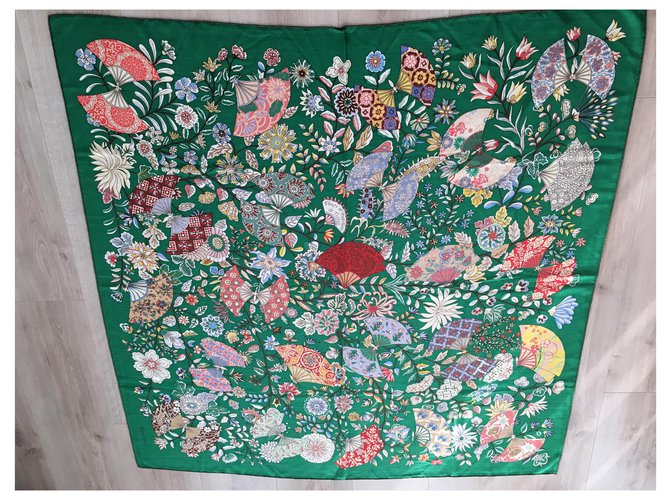 Hermès STOFFBLUMEN und SCHMETTERLINGE Grün - Ansicht 4