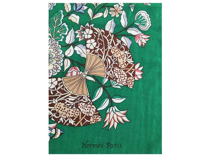 Hermès STOFFBLUMEN und SCHMETTERLINGE Grün - Ansicht 5
