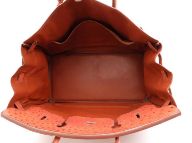 Hermès Struzzo Birkin 35 Marrone arancio bruciato - vista 11