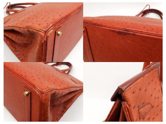 Hermès Struzzo Birkin 35 Marrone arancio bruciato - vista 4