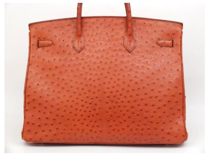 Hermès Struzzo Birkin 35 Marrone arancio bruciato - vista 8