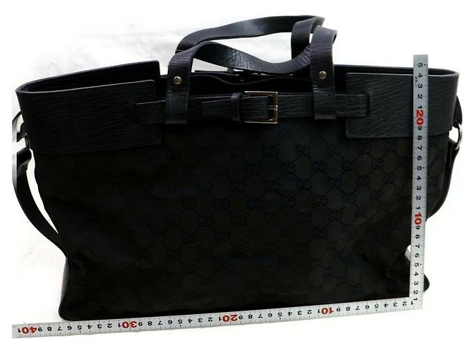 Gucci Sac cabas à boucle de ceinture Cabas monogramme noir GG - vue 6