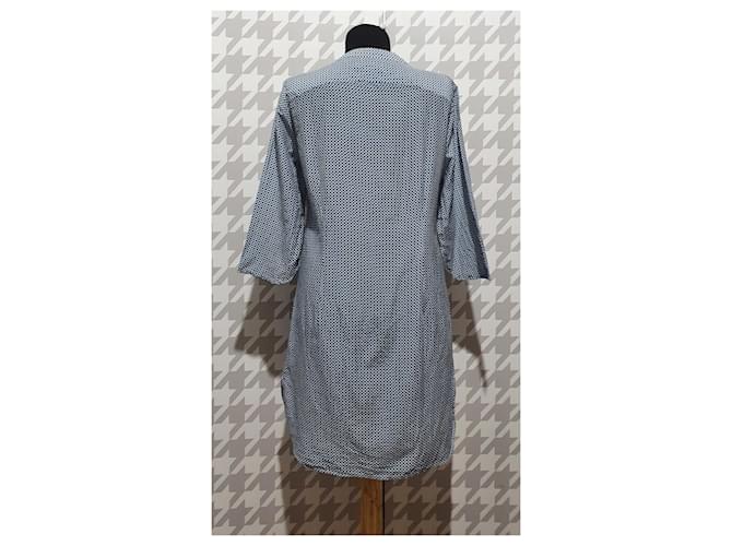 0039 Camicia Tunica in Cotone e Seta Blu - vista 4