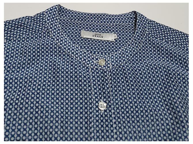0039 Camicia Tunica in Cotone e Seta Blu - vista 5