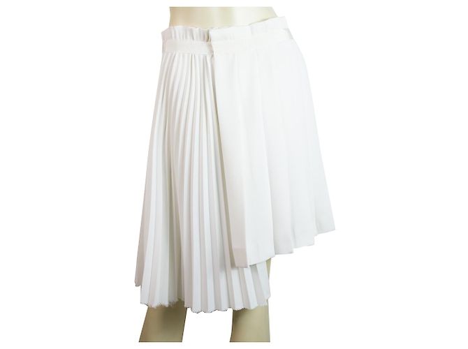 Ermanno Scervino White Asymmetric Plissee Rock mit hoher Taille 40 Weiß - Ansicht 2