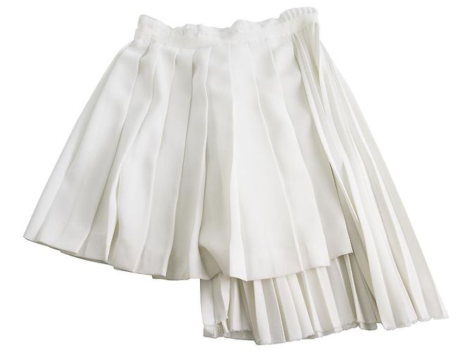Ermanno Scervino White Asymmetric Plissee Rock mit hoher Taille 40 Weiß - Ansicht 4