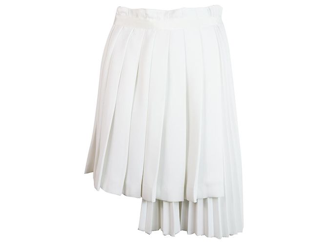Ermanno Scervino White Asymmetric Plissee Rock mit hoher Taille 40 Weiß - Ansicht 5