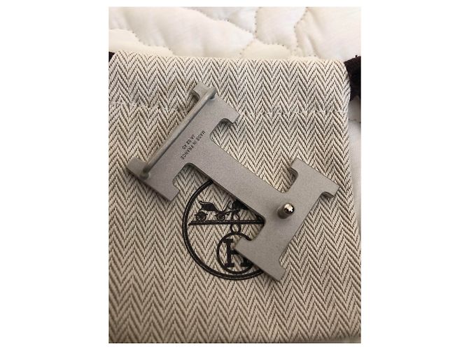 Hermès Griglia a costine con fibbia ad H. Argento - vista 2