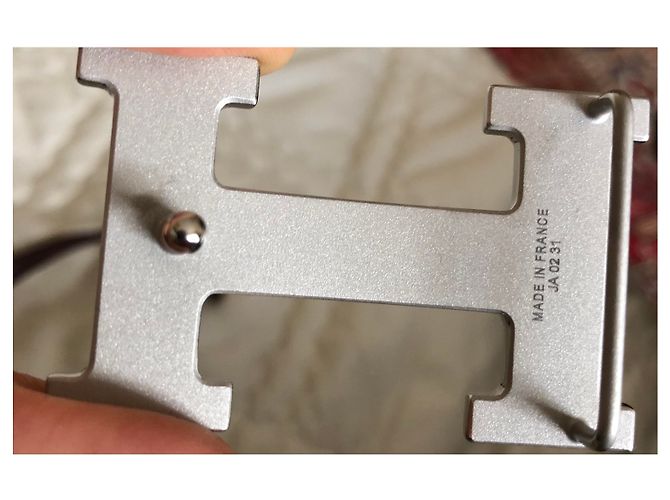 Hermès Griglia a costine con fibbia ad H. Argento - vista 3