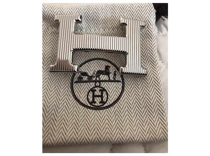 Hermès Griglia a costine con fibbia ad H. Argento - vista 5