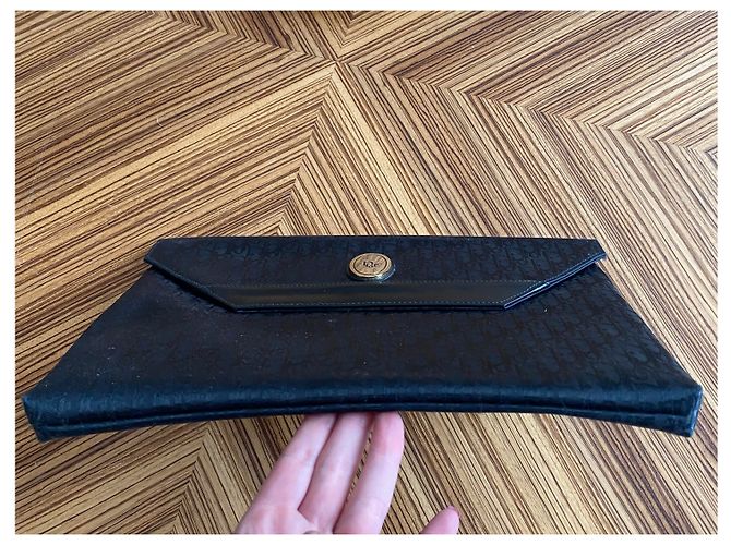 Pochette Dior in tela nera Nero - vista 3