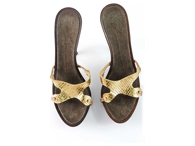 Giuseppe Zanotti Super Sexy Golden Snakeskin Platform Sandals Heels sz 36 D'oro - vista 10