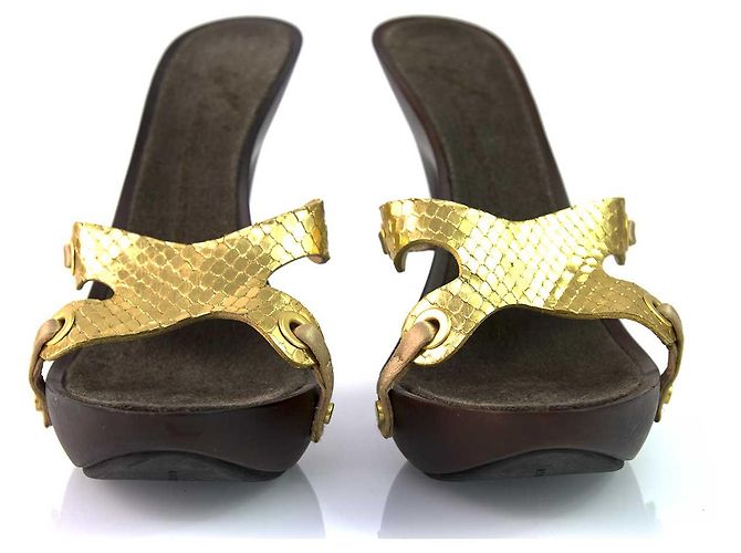 Giuseppe Zanotti Super Sexy Golden Snakeskin Platform Sandals Heels sz 36 D'oro - vista 2