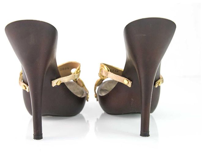 Giuseppe Zanotti Super Sexy Golden Snakeskin Platform Sandals Heels sz 36 D'oro - vista 3