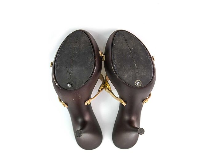 Giuseppe Zanotti Super Sexy Golden Snakeskin Platform Sandals Heels sz 36 D'oro - vista 6