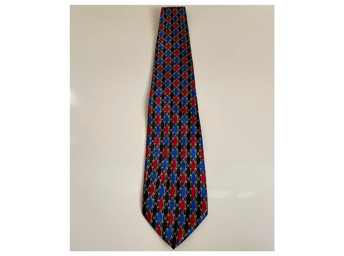 Cravatta Christian Dior in seta nera blu e rossa Multicolore - vista 2