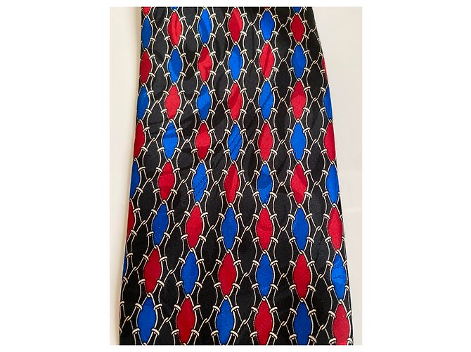 Cravatta Christian Dior in seta nera blu e rossa Multicolore - vista 4