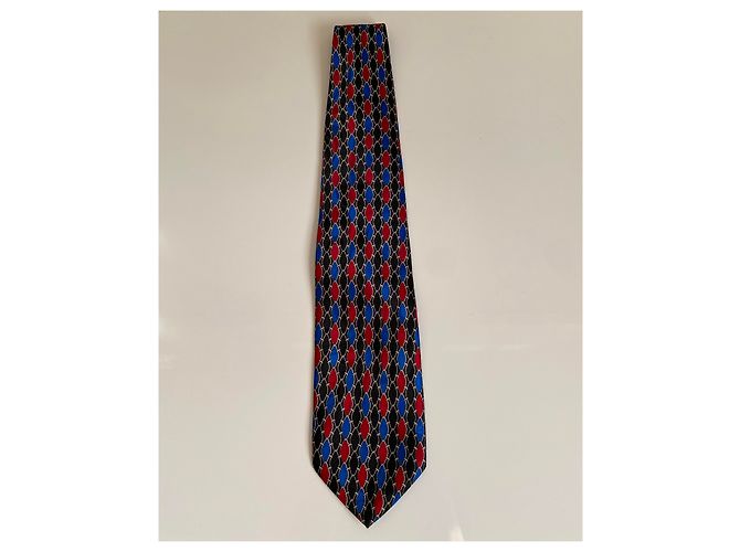 Cravatta Christian Dior in seta nera blu e rossa Multicolore - vista 6