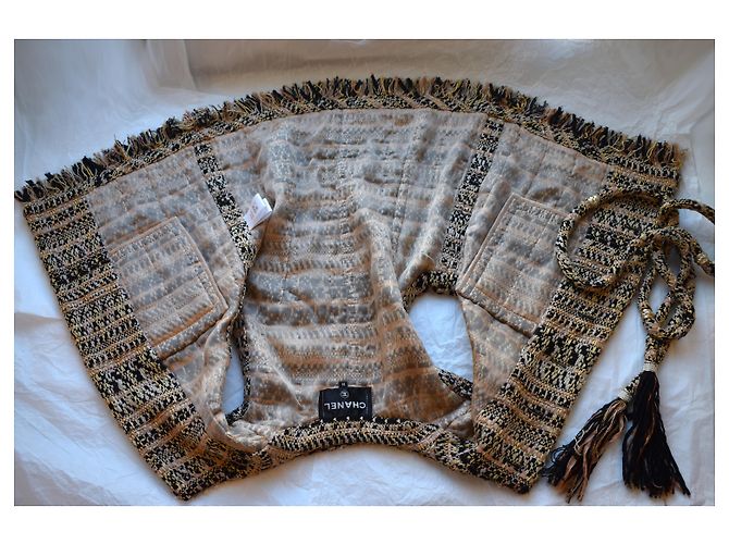 Chanel Tweed Weste Jacke mit Gürtel Mehrfarben - Ansicht 13