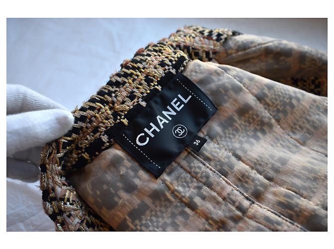 Chanel Tweed Weste Jacke mit Gürtel Mehrfarben - Ansicht 14