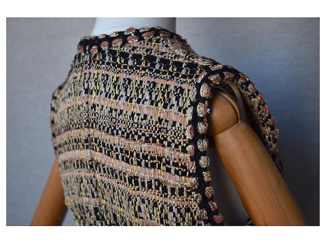 Chanel Tweed Weste Jacke mit Gürtel Mehrfarben - Ansicht 16