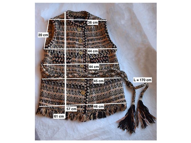 Chanel Tweed Weste Jacke mit Gürtel Mehrfarben - Ansicht 20