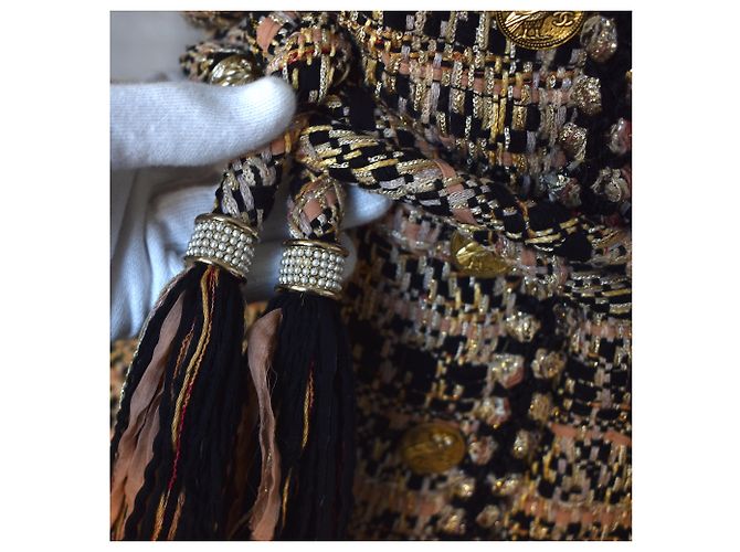 Chanel Tweed Weste Jacke mit Gürtel Mehrfarben - Ansicht 4
