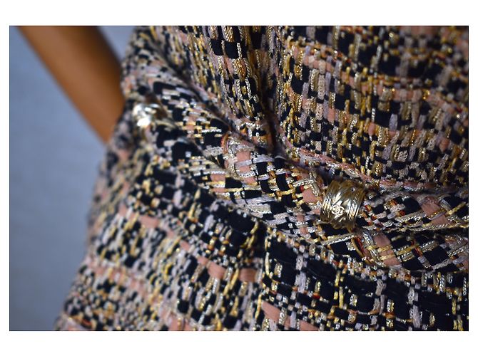 Chanel Tweed Weste Jacke mit Gürtel Mehrfarben - Ansicht 7