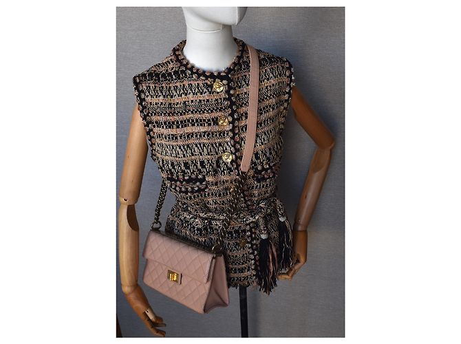 Chanel Tweed Weste Jacke mit Gürtel Mehrfarben - Ansicht 9
