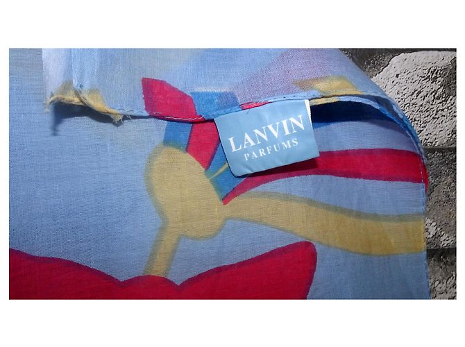 LANVIN PARFUMS BAUMWOLLE LANGER SCHAL Blau - Ansicht 5
