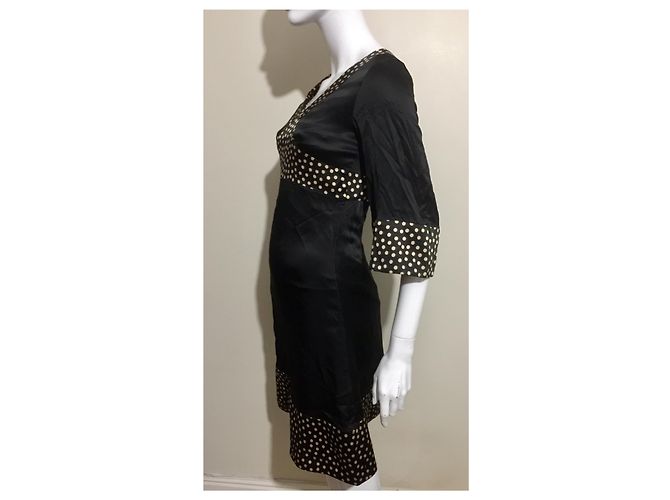 Diane Von Furstenberg DvF Vintage Neuauflage Kleid mit Polkadots Schwarz Beige - Ansicht 3