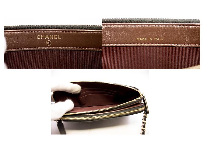 Wallet On Chain Borsa a tracolla CHANEL in pelle di agnello con catenina a catena foderata WOC Nero - vista 8