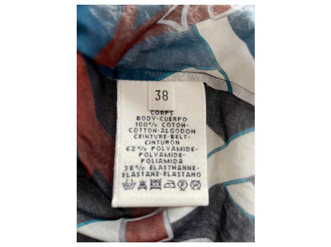 Abito Hermès plage con scollo a U e sperone dorato su cotone Blu - vista 2