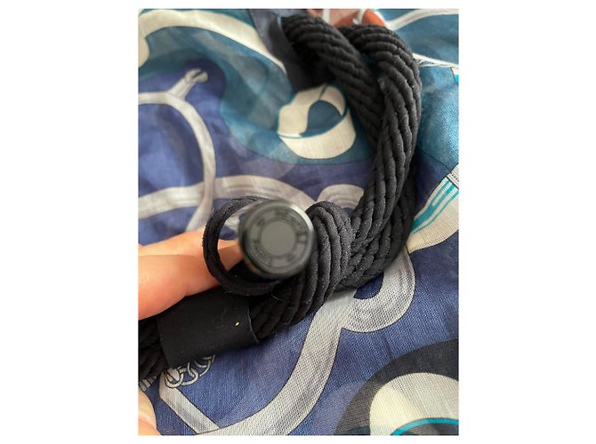 Abito Hermès plage con scollo a U e sperone dorato su cotone Blu - vista 4