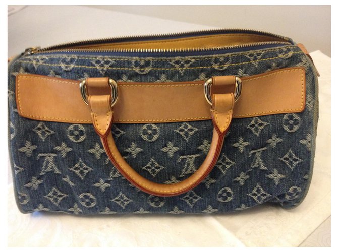 Louis Vuitton Neo Speedy 30 Denim Monogram Blu chiaro - vista 4