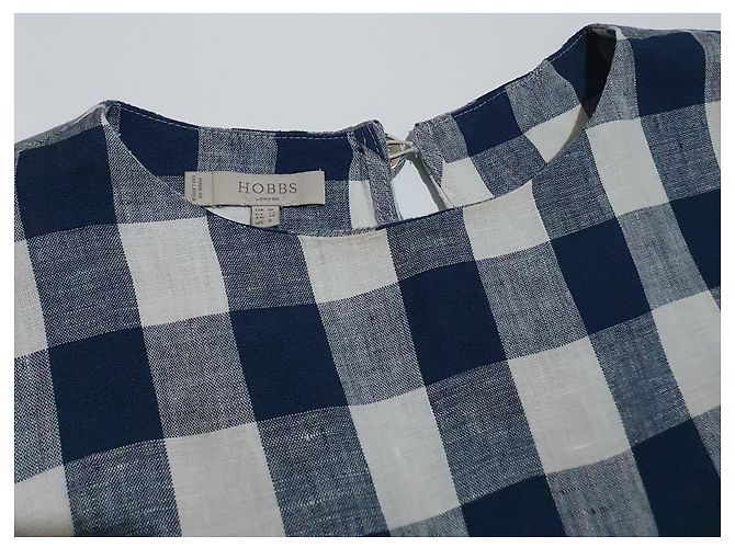 Hobbs Leinen Top mit blauem Gingham Muster - Ansicht 2