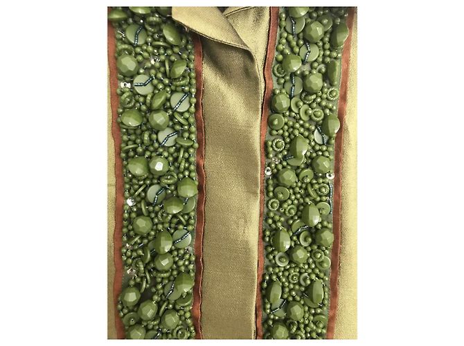 Miu Miu Giacca in seta con decoro in perle Verde - vista 5