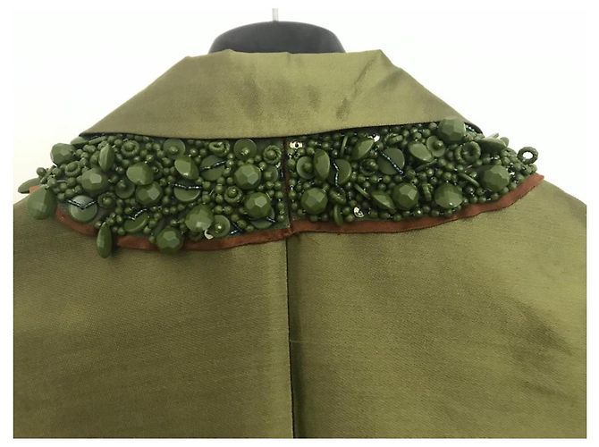 Miu Miu Giacca in seta con decoro in perle Verde - vista 6