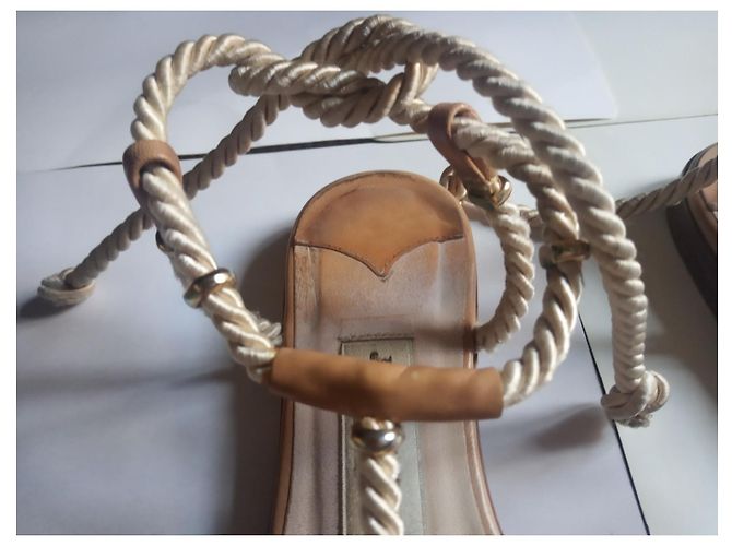 Jimmy Choo flache Sandalen beige Leder Größe 37 - Ansicht 4