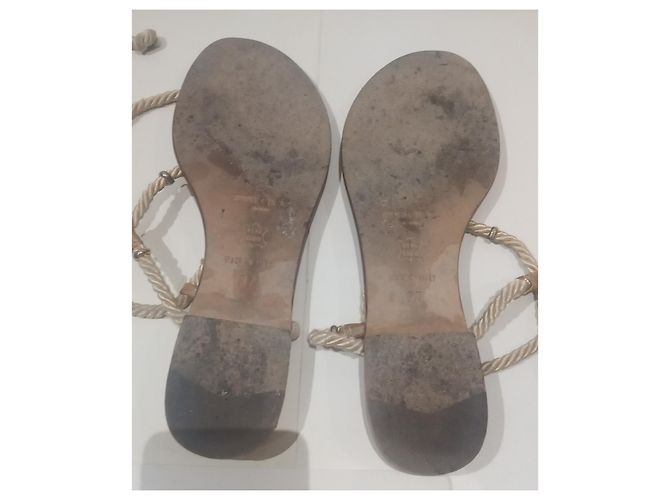 Jimmy Choo flache Sandalen beige Leder Größe 37 - Ansicht 6