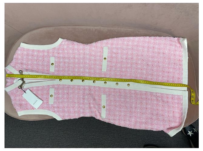 Gucci Tweed Kleid Rosa Weiß Mehrfarben - Ansicht 14